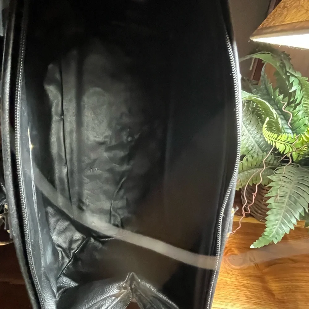 Fendi Black Striped Duffel Bag travel with strap. Convertible Boston bag